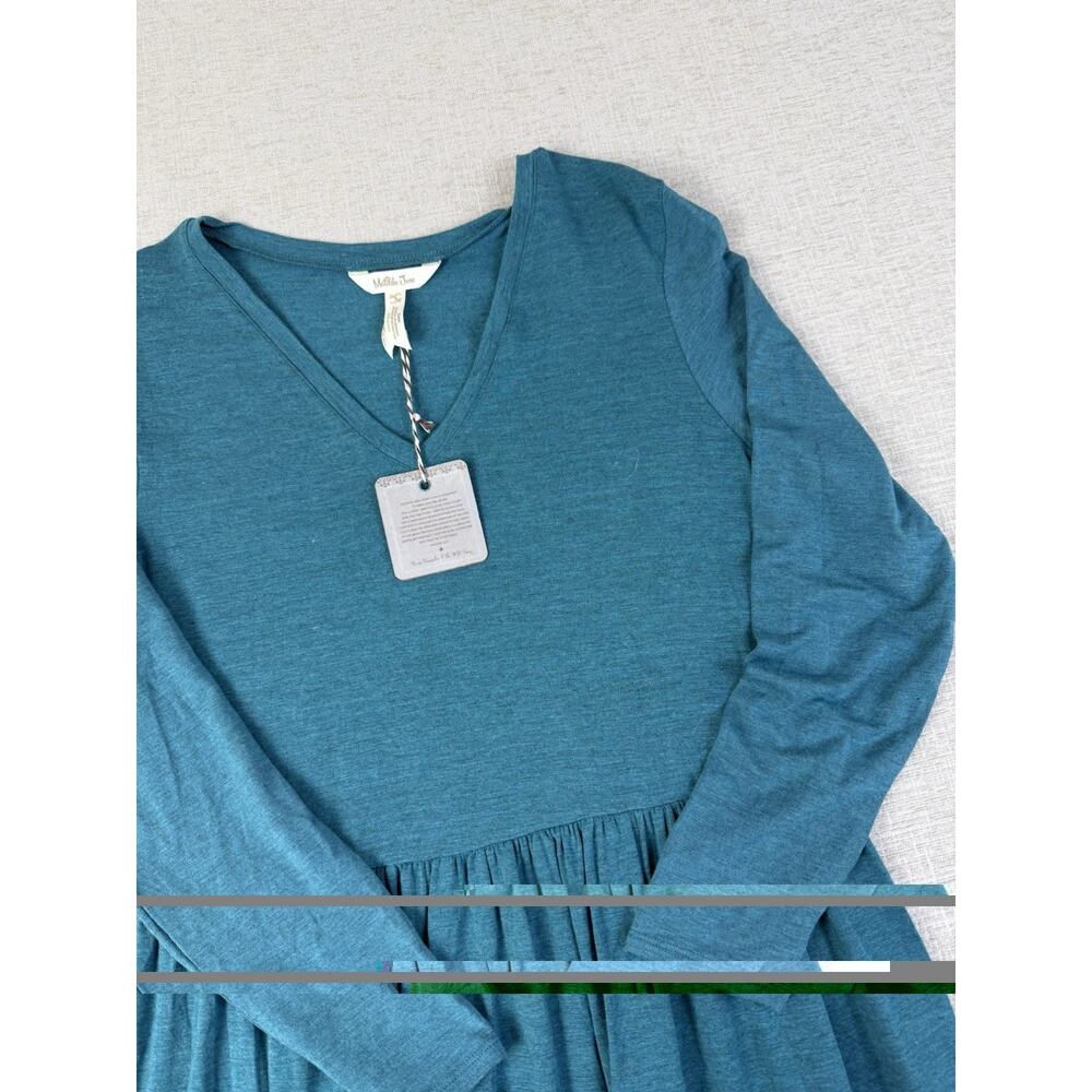 Matilda Jane Women’s S Teal Modal Tiered V-Neck Long Sleeve Dress NWT - Picture 2 of 10